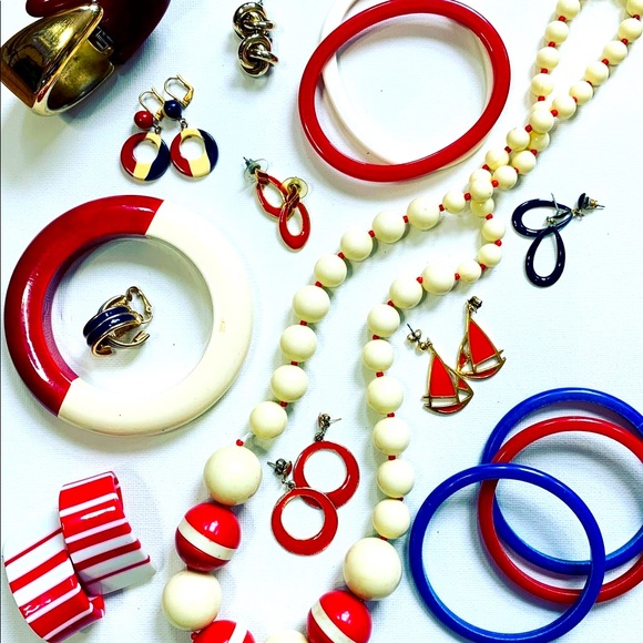 Vintage 80s 90s Nautical Statement Fashion Jewelry (16 Piece) Lot